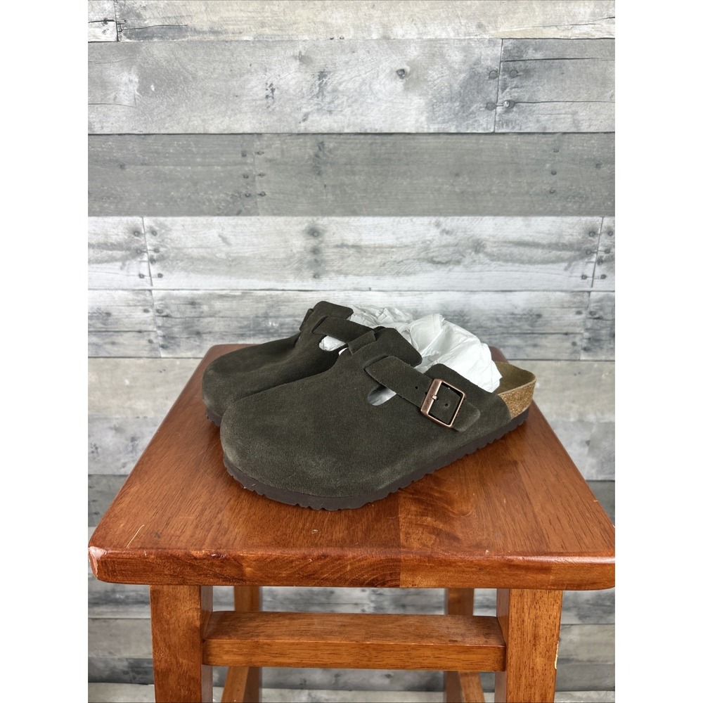 Birkenstock Boston Men's 41 Mocha Leather Clog Sandals US 8 Women's 10